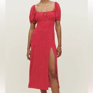 Reformation midi dress polka dot slit size 12